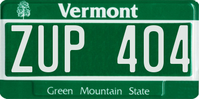 VT license plate ZUP404