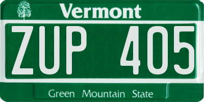 VT license plate ZUP405