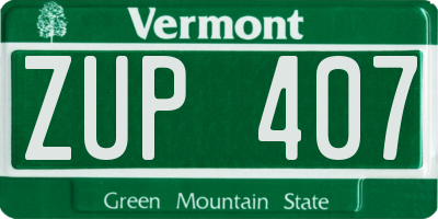 VT license plate ZUP407