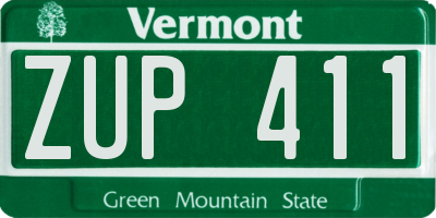 VT license plate ZUP411