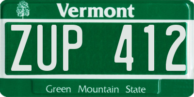 VT license plate ZUP412