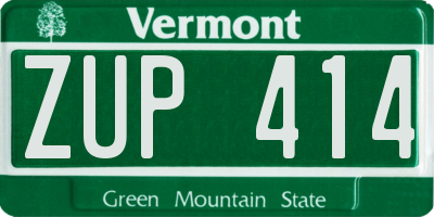 VT license plate ZUP414