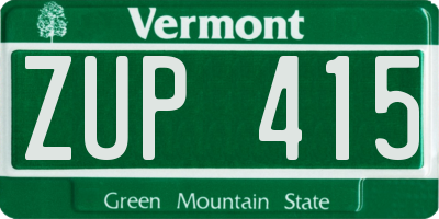 VT license plate ZUP415