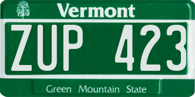 VT license plate ZUP423