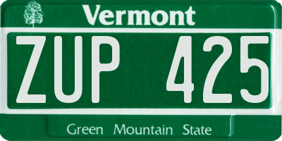 VT license plate ZUP425