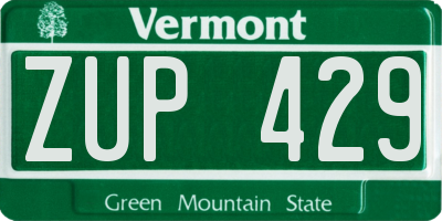 VT license plate ZUP429