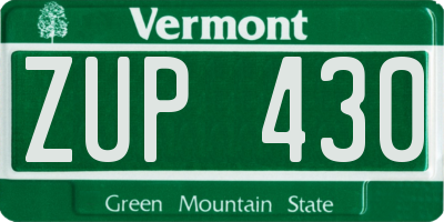 VT license plate ZUP430