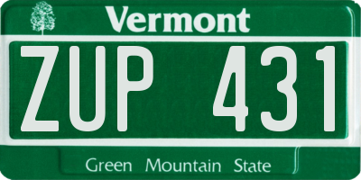 VT license plate ZUP431