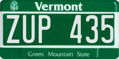 VT license plate ZUP435