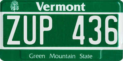 VT license plate ZUP436