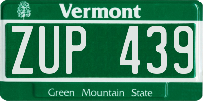VT license plate ZUP439