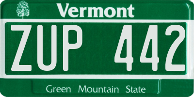 VT license plate ZUP442