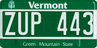 VT license plate ZUP443