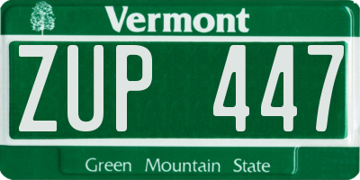 VT license plate ZUP447