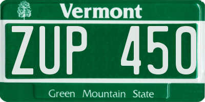 VT license plate ZUP450