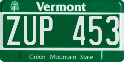 VT license plate ZUP453