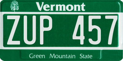 VT license plate ZUP457