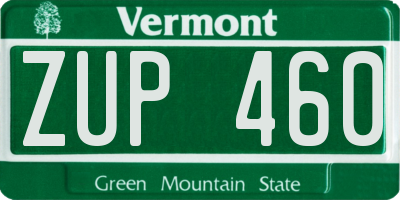 VT license plate ZUP460