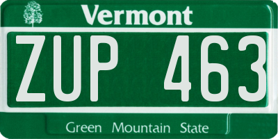 VT license plate ZUP463
