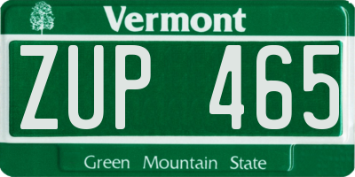 VT license plate ZUP465