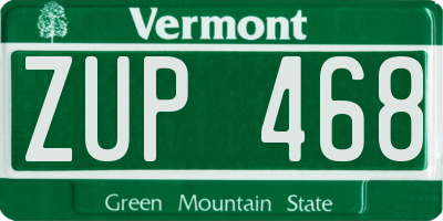 VT license plate ZUP468