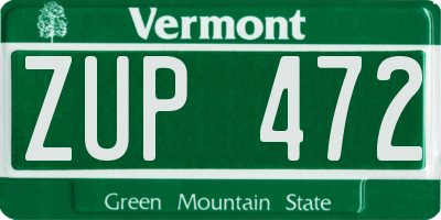 VT license plate ZUP472