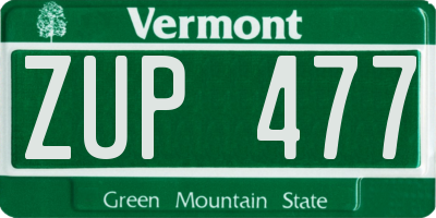 VT license plate ZUP477