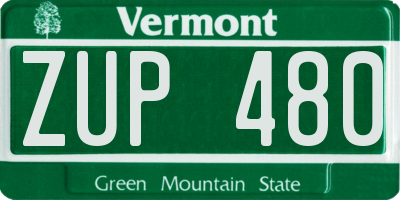 VT license plate ZUP480