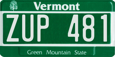 VT license plate ZUP481