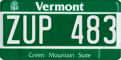 VT license plate ZUP483