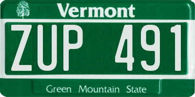 VT license plate ZUP491