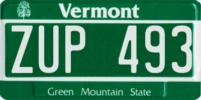 VT license plate ZUP493