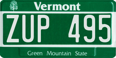 VT license plate ZUP495
