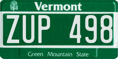 VT license plate ZUP498