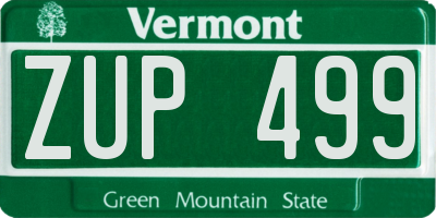 VT license plate ZUP499