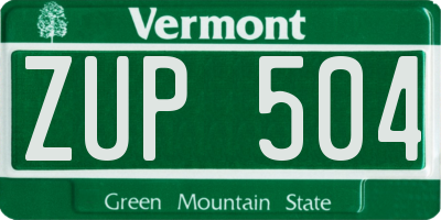 VT license plate ZUP504