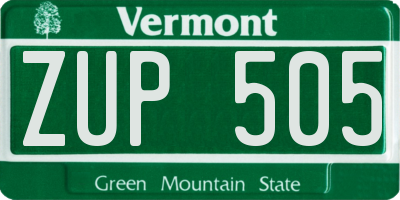 VT license plate ZUP505
