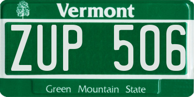 VT license plate ZUP506