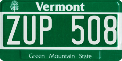 VT license plate ZUP508