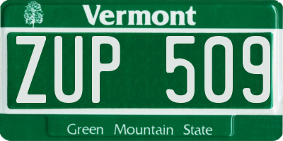 VT license plate ZUP509