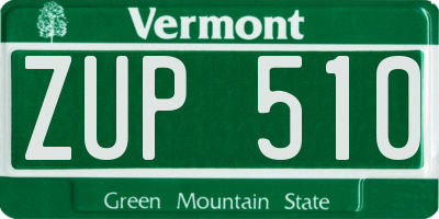 VT license plate ZUP510