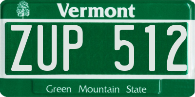 VT license plate ZUP512