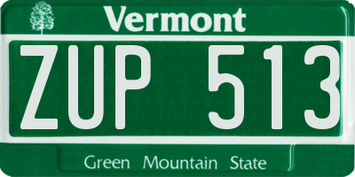 VT license plate ZUP513