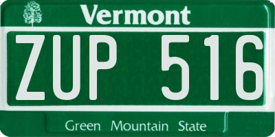 VT license plate ZUP516