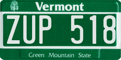 VT license plate ZUP518