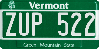 VT license plate ZUP522