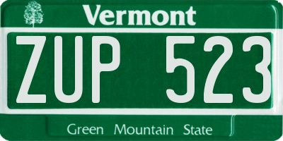VT license plate ZUP523