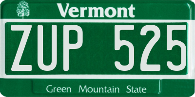 VT license plate ZUP525
