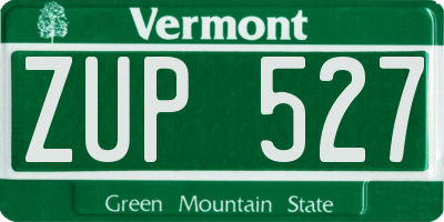 VT license plate ZUP527