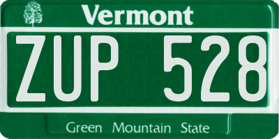 VT license plate ZUP528